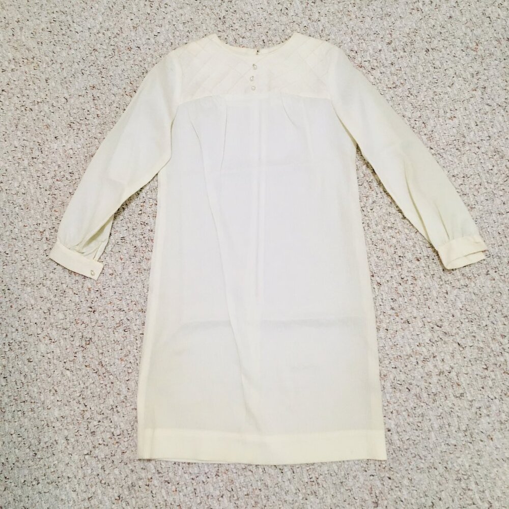 👗 1968 Babydoll Dress - Ivory - Union Made - Size 9 / XSP - Vintage